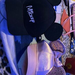 Mickey and Minnie Mouse ear baseball hat set